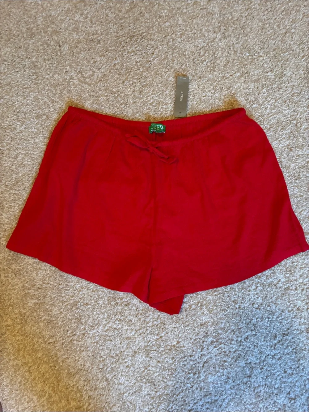 NWT J. Crew Airy gauze beach short Red M